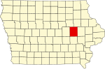 Map of Iowa highlighting Benton County